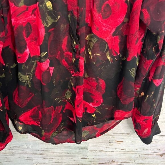 PJK Patterson J Kincaid blouse top red  black floral size XS - Picture 4 of 9